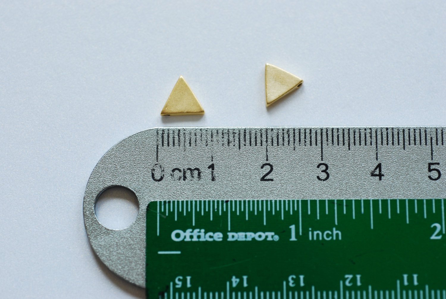 Matte Vermeil Gold Triangle Connector - 18k gold plated over Sterling Silver, holes drilled side to side, Vermeil Gold Triangle Beads