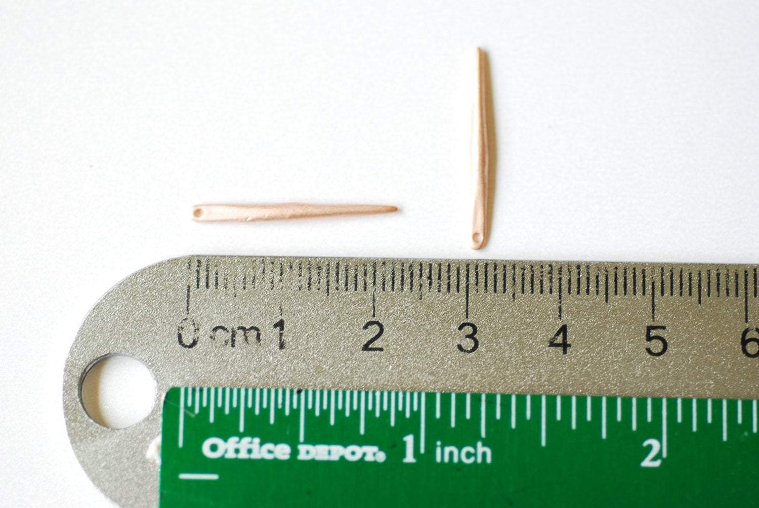 Matte Vermeil Rose Gold Needle Charm- 18k gold plated over sterling silver needle, dagger, spear, spike, pendulum, Pink Needle Charm,40