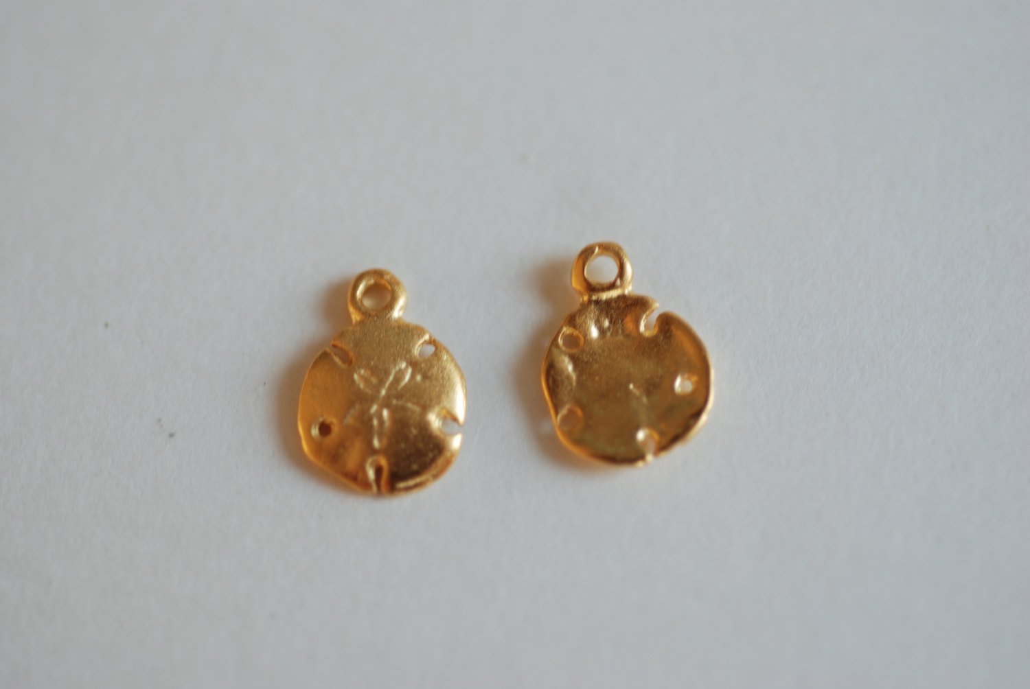 Sand Dollar Charm, Wholesale, 18K Matte Gold-Plated 925 Sterling Silver, 10mm x 7mm