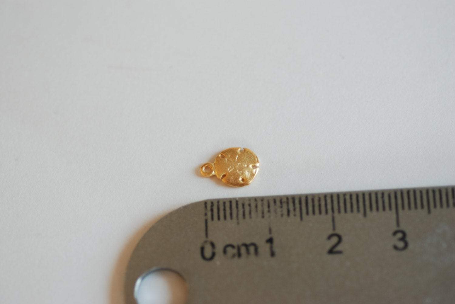 Sand Dollar Charm, Wholesale, 18K Matte Gold-Plated 925 Sterling Silver, 10mm x 7mm