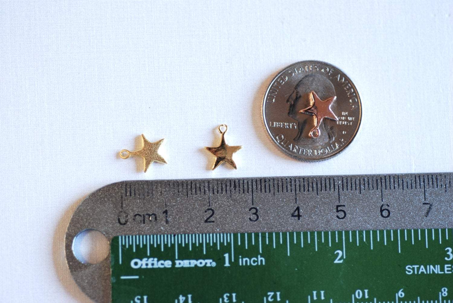 Shiny Gold Vermeil Star Blank Charm- 22k gold plated Sterling Silver Star Charm, Small Gold Star Blanks, Pentagon Charm, Beads