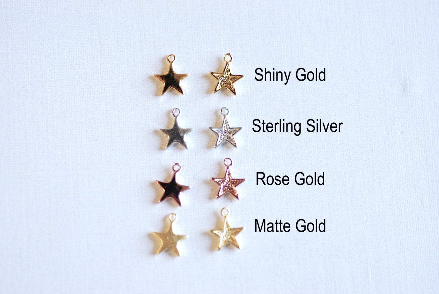 Shiny Gold Vermeil Star Blank Charm- 22k gold plated Sterling Silver Star Charm, Small Gold Star Blanks, Pentagon Charm, Beads