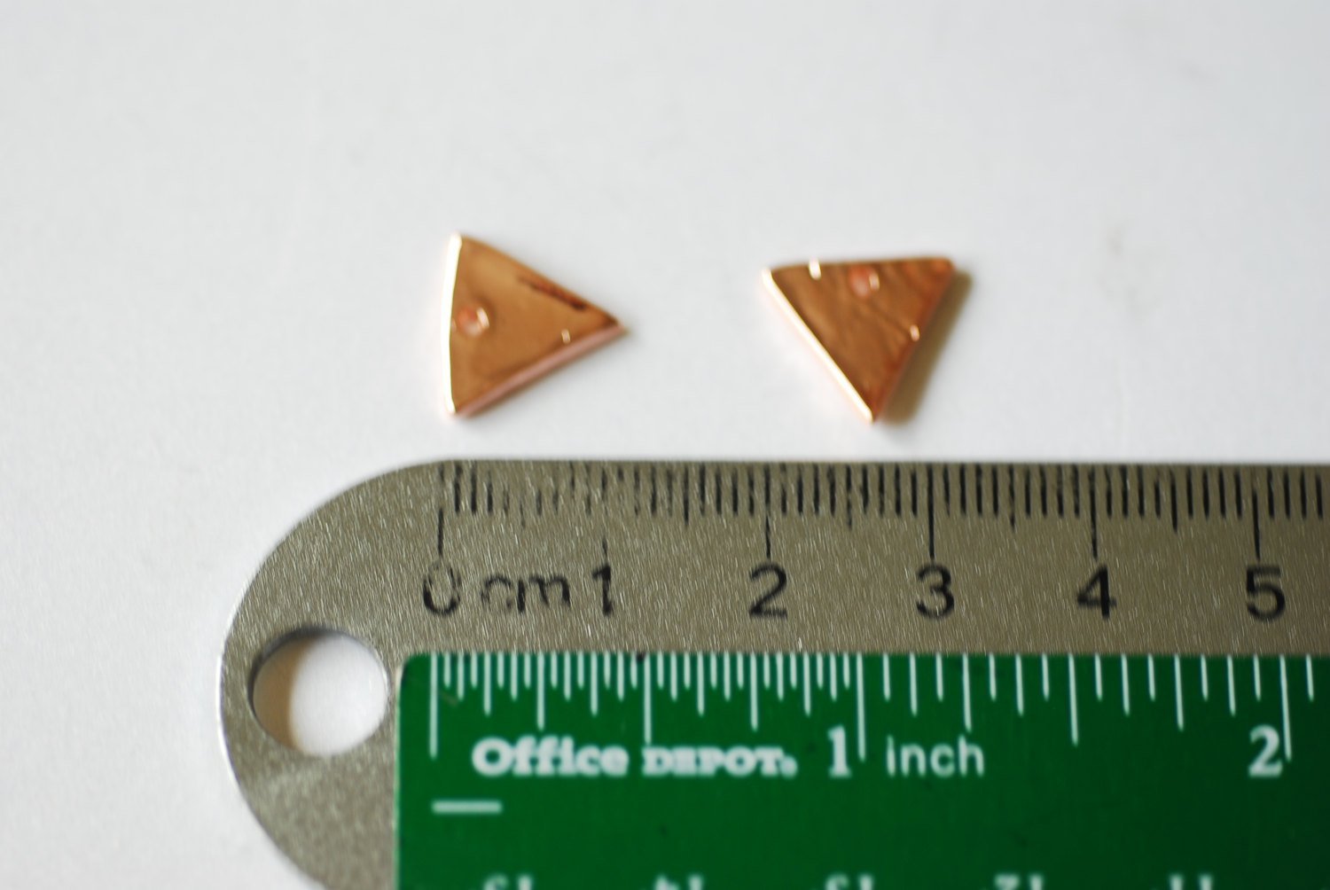 Shiny Rose Vermeil Gold Triangle- 18k gold over 925 sterling silver triangle charm, vermeil triangle blanks charms, Gold Chevron blanks