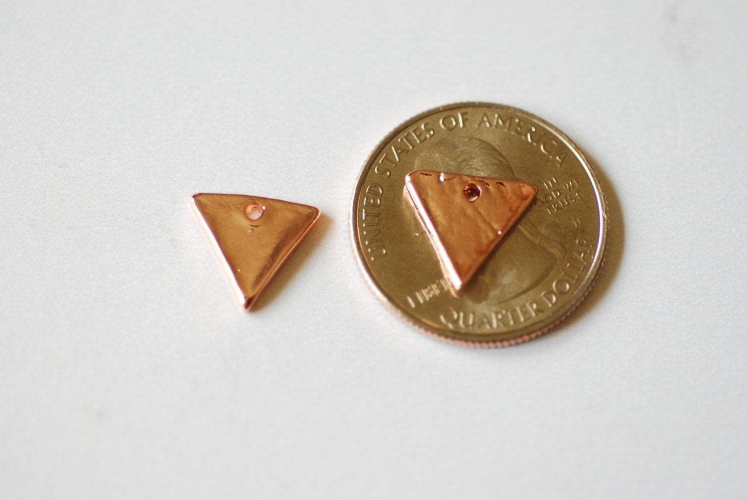 Shiny Rose Vermeil Gold Triangle- 18k gold over 925 sterling silver triangle charm, vermeil triangle blanks charms, Gold Chevron blanks