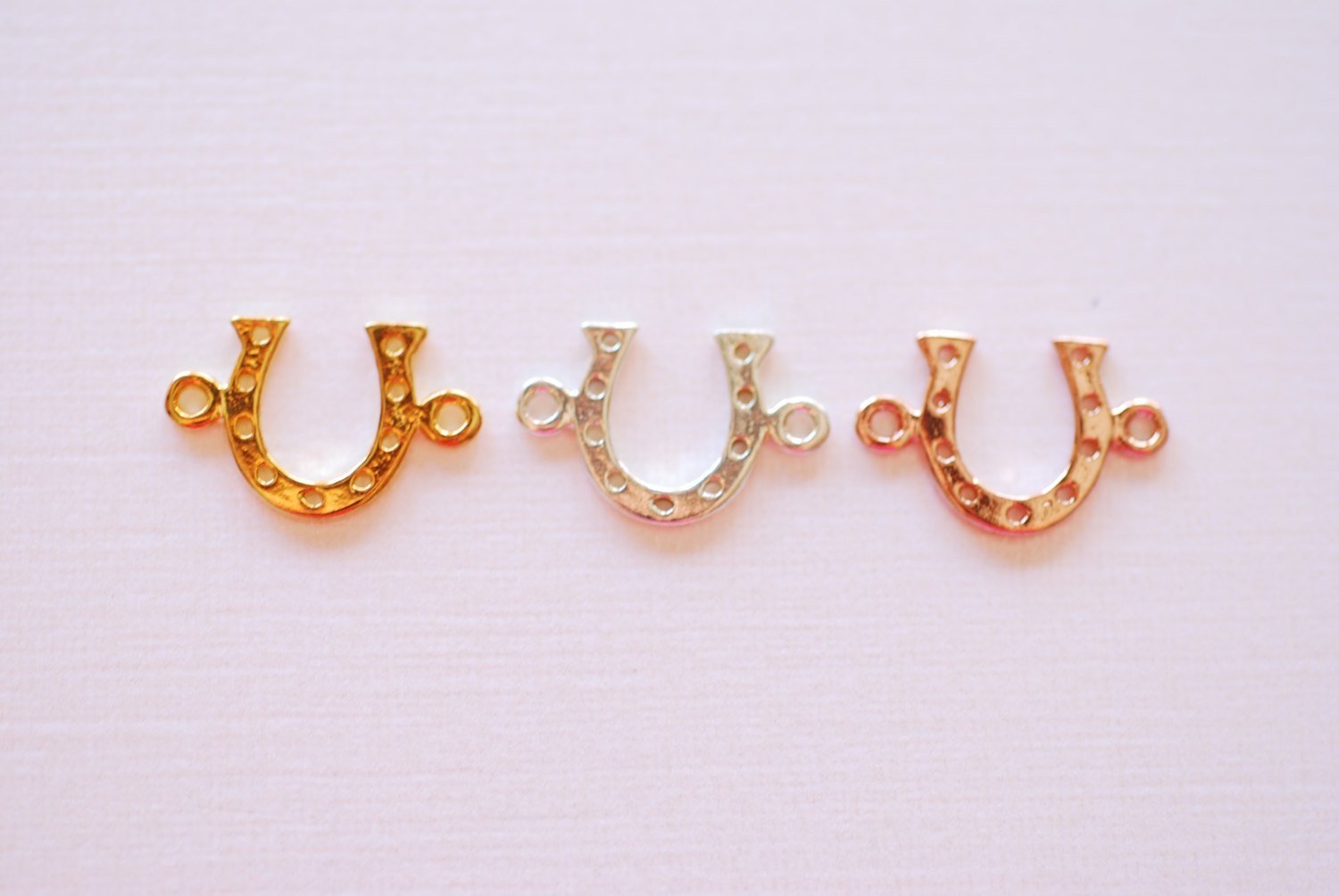 Shiny Vermeil Gold Horseshoe Connector Charm- 18k gold plated over Sterling Silver Horseshoe Charms, Gold Horseshoe Connector Link, 254