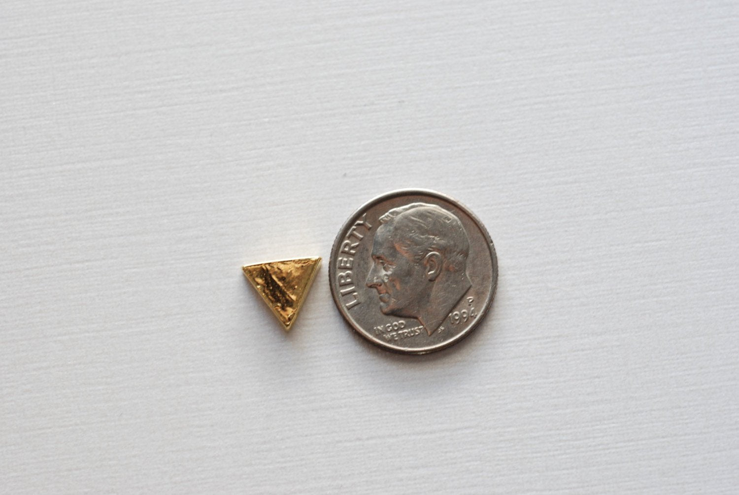2pcs Shiny Vermeil Gold Triangle Connector- 18k gold plated over Sterling Silver, holes drilled side to side, Vermeil Gold Triangle Beads - HarperCrown