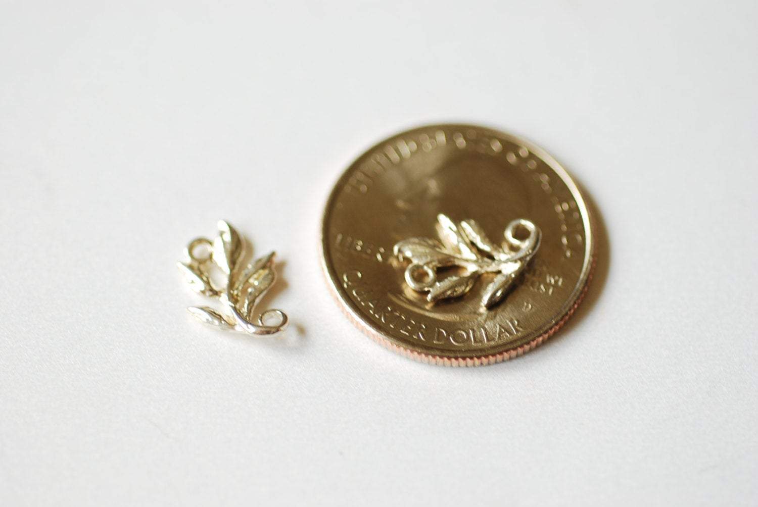 2pcs Sterling Silver Fern Leaf Charm Connector - 925 Silver Flower Leaf Charm Connector, Silver Leaf Charm Connector Spacer Link , Wholesale - HarperCrown