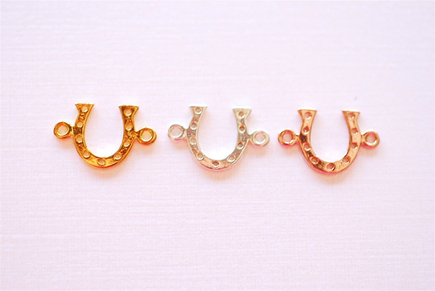 2pcs Sterling Silver Horseshoe Connector Charm- 925 Sterling Silver Horseshoe Charms, Silver or Gold Horseshoe Connector Link Spacer, 254 - HarperCrown