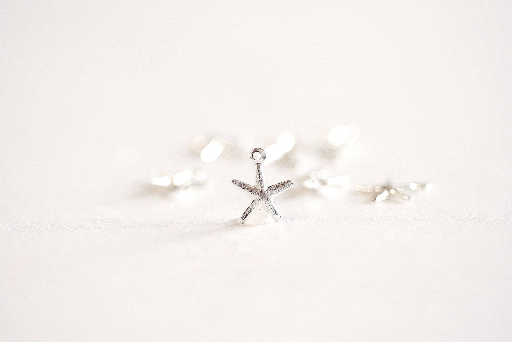 2pcs Sterling Silver Starfish Charm- Beach Ocean Sea life Charm, Sterling Silver Star Charm, Sterling Silver Beach Themed Charms, Sea Urchin - HarperCrown
