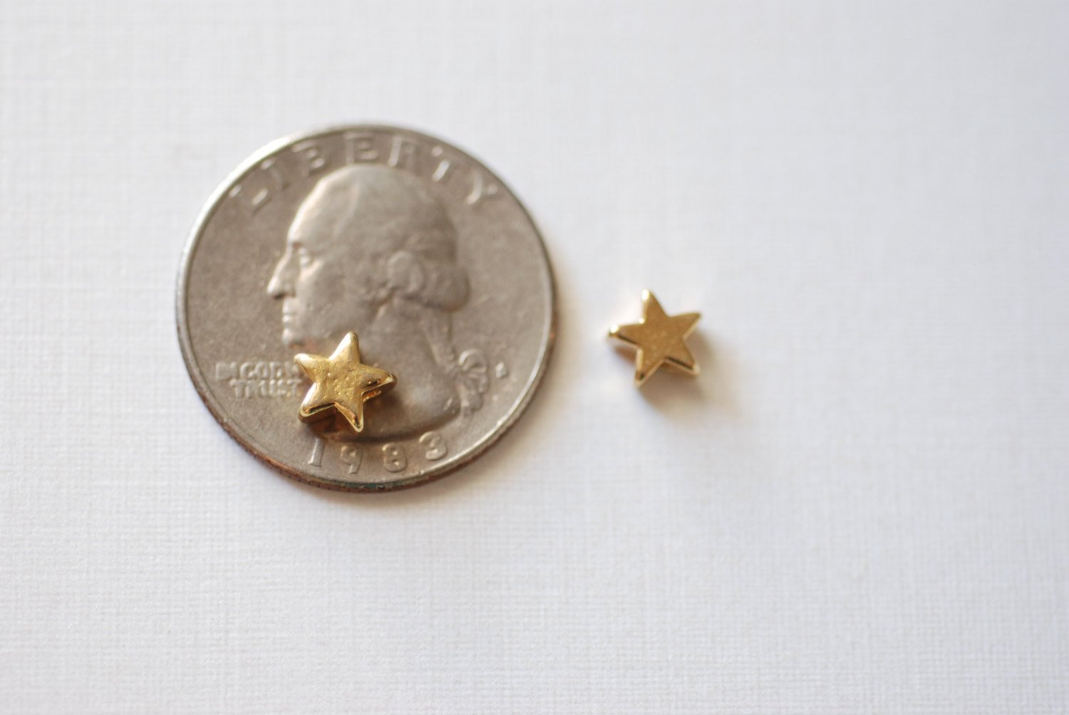 2pcs Vermeil Gold Tiny Star Charm - 18k gold plated over sterling silver, small little star charms, Vermeil Gold Star Beads, Connector, 28 - HarperCrown