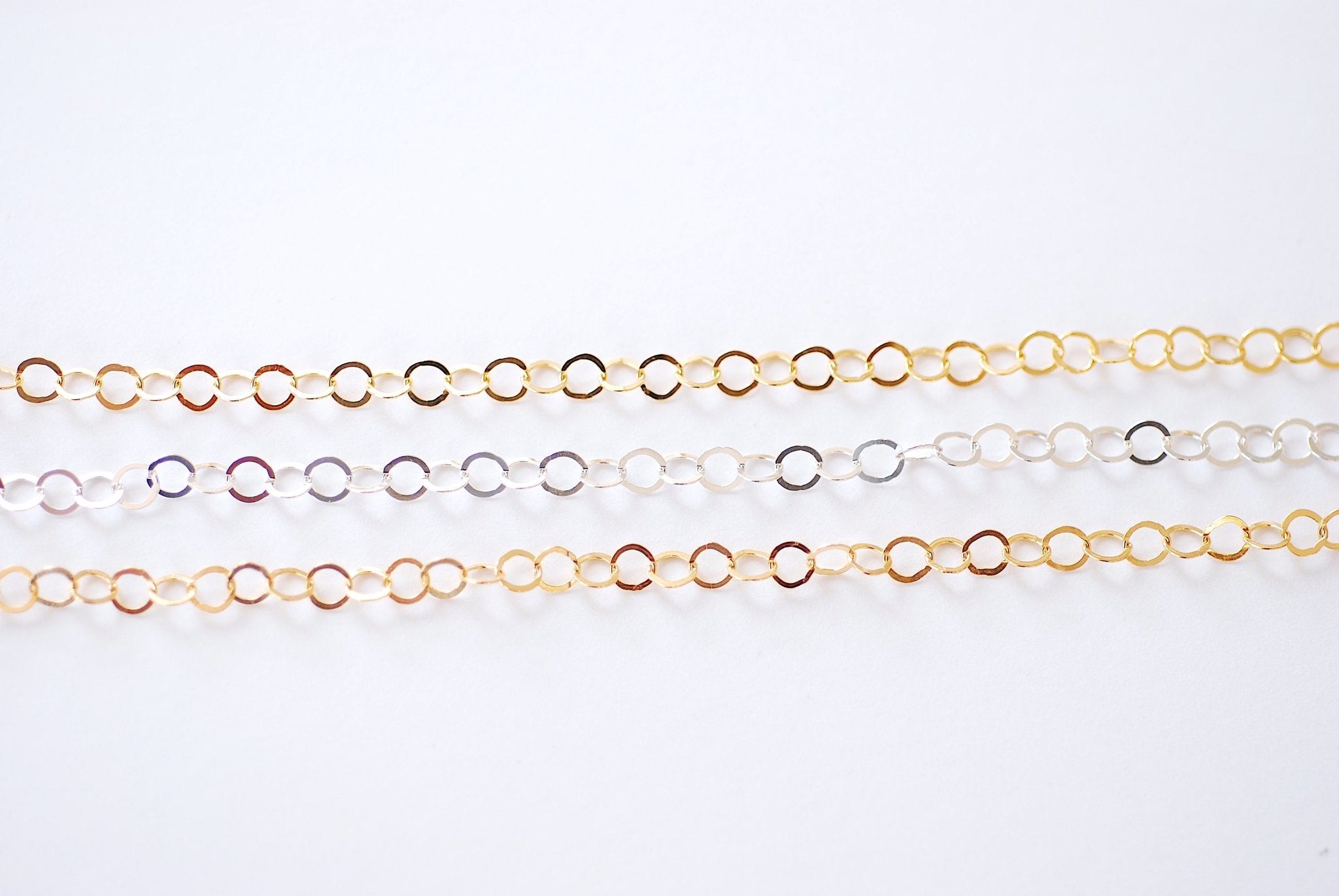 3.5mm Width Flat Round Cable Gold Filled Chain l Wholesale Jewelry Findings Components Chain l Permanent Jewelry Making - HarperCrown