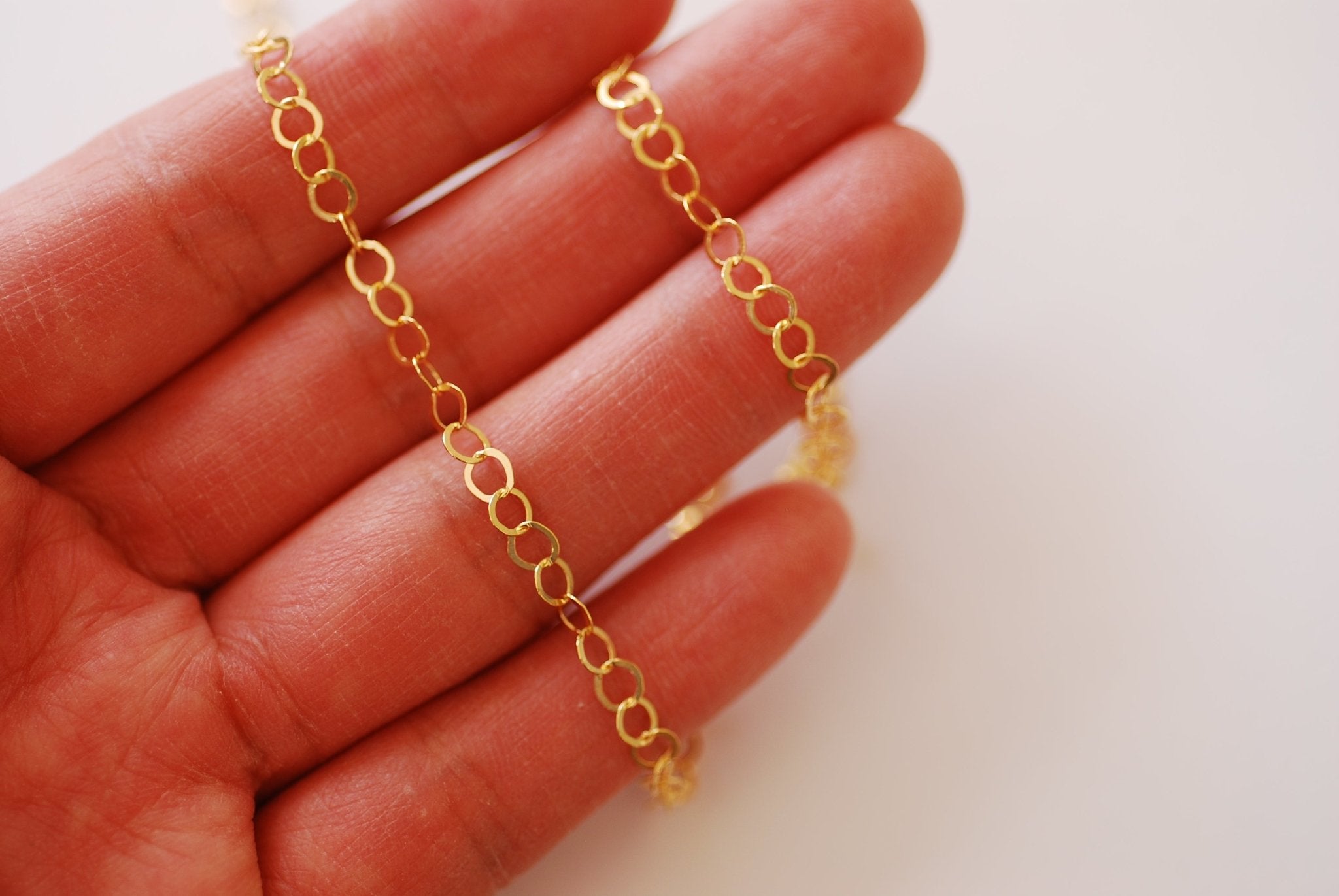 3.5mm Width Flat Round Cable Gold Filled Chain l Wholesale Jewelry Findings Components Chain l Permanent Jewelry Making - HarperCrown
