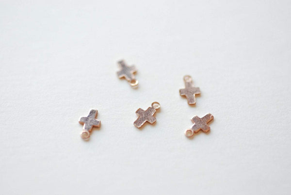 5 pcs 14k Rose Gold Filled Tiny Cross, Rose Pink Gold Cross Charm Blanks, Gold Cross Charm, Wholesale Vermeil Charms VermeilSupplies - HarperCrown