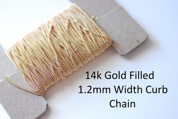 5ft 14k Gold Filled 1.2mm Width Curb Chain, Wholesale Gold Filled Findings - HarperCrown