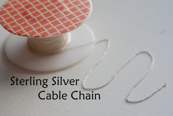 6 ft Sterling Silver Cable Chain, 1.15mm Sterling Silver Chain, Silver Necklace Chain, 1.15 mm cable chain sterling silver - HarperCrown