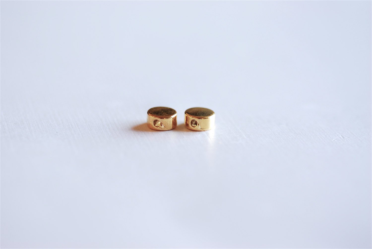 6mm Shiny Vermeil Gold Flat Round Circle Beads- 18k gold over Sterling Silver Focal Beads, Gold Flat disc beads, Gold Round Spacer, 47 - HarperCrown