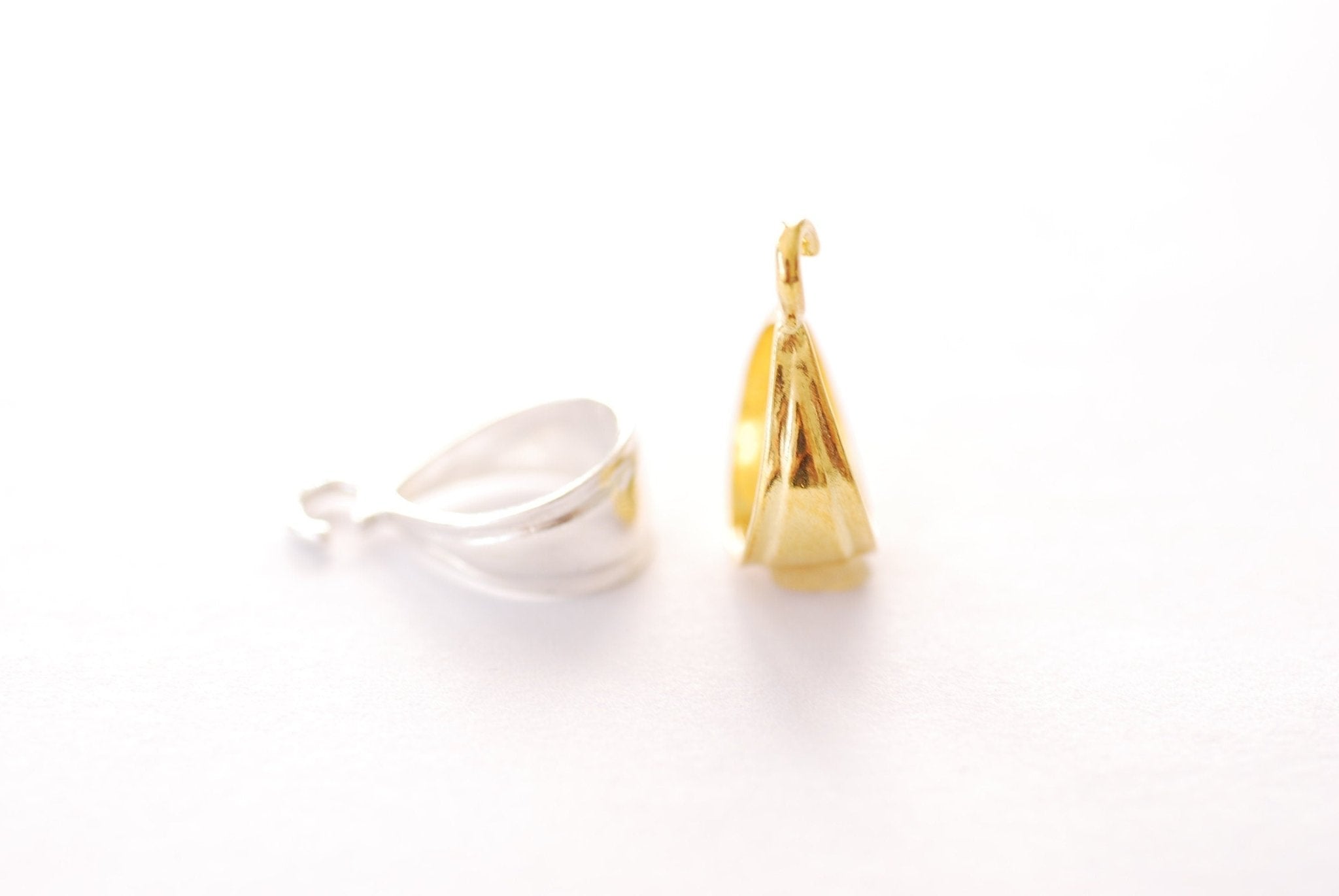 925 Sterling Silver or Vermeil Gold Large Bail, bail for necklace Jump rings Bail with open loop charm holder Jewelry Making - HarperCrown