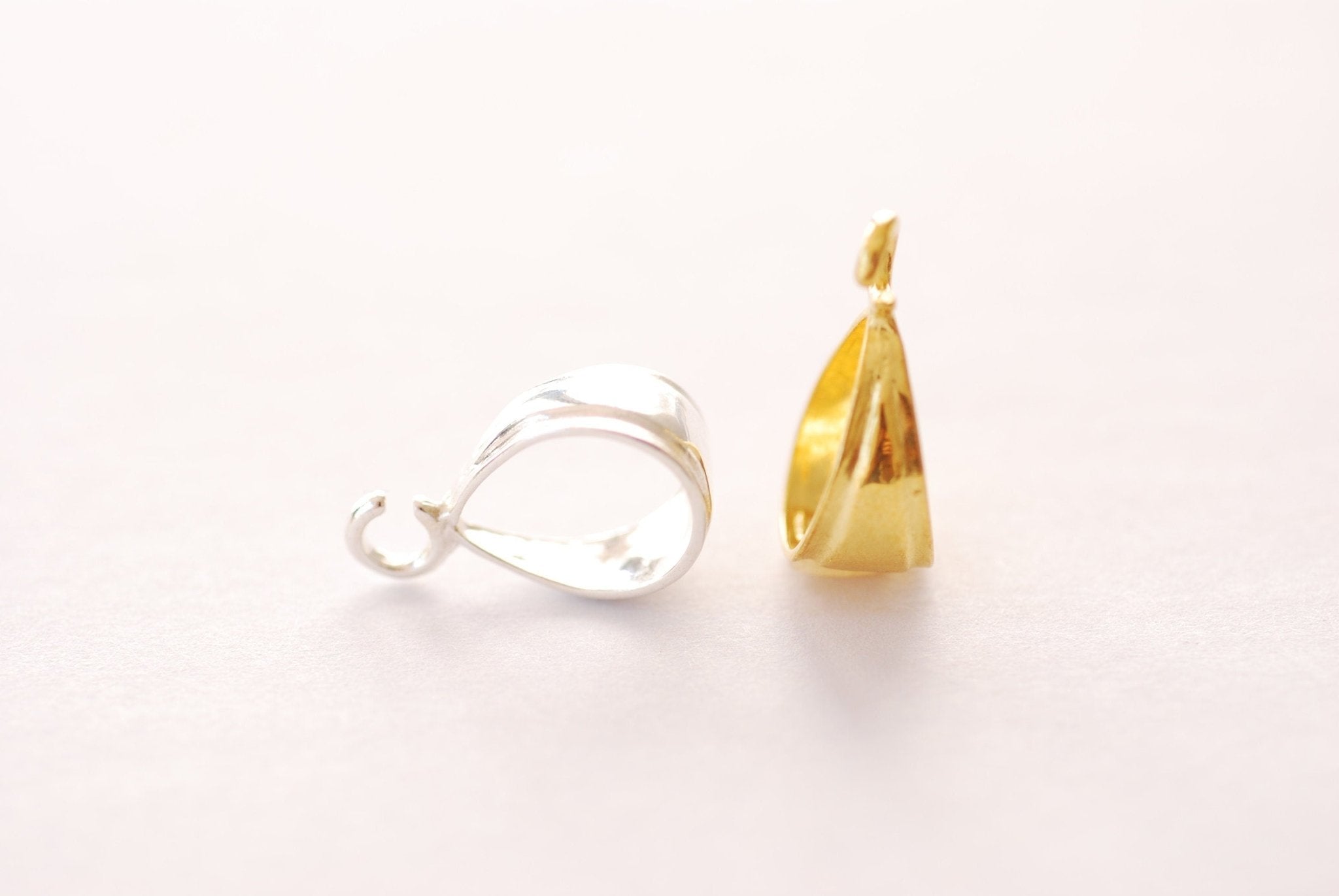 925 Sterling Silver or Vermeil Gold Large Bail, bail for necklace Jump rings Bail with open loop charm holder Jewelry Making - HarperCrown