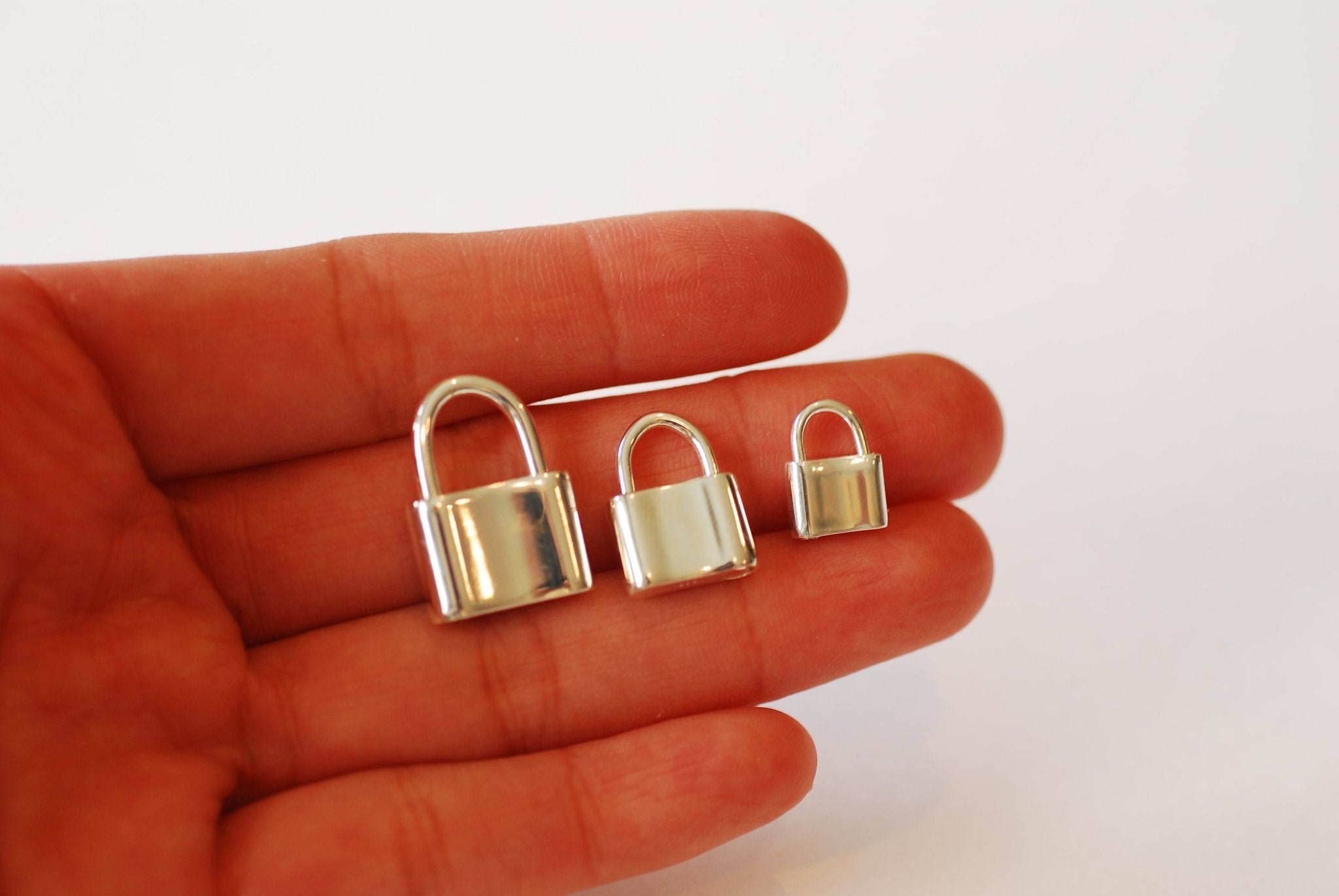 925 Sterling Silver Padlock Pendant, Lock Charm, padlock necklace, Gold Lock Charm, Locket, Wholesale Beads, VermeilSupplies, E147 - HarperCrown