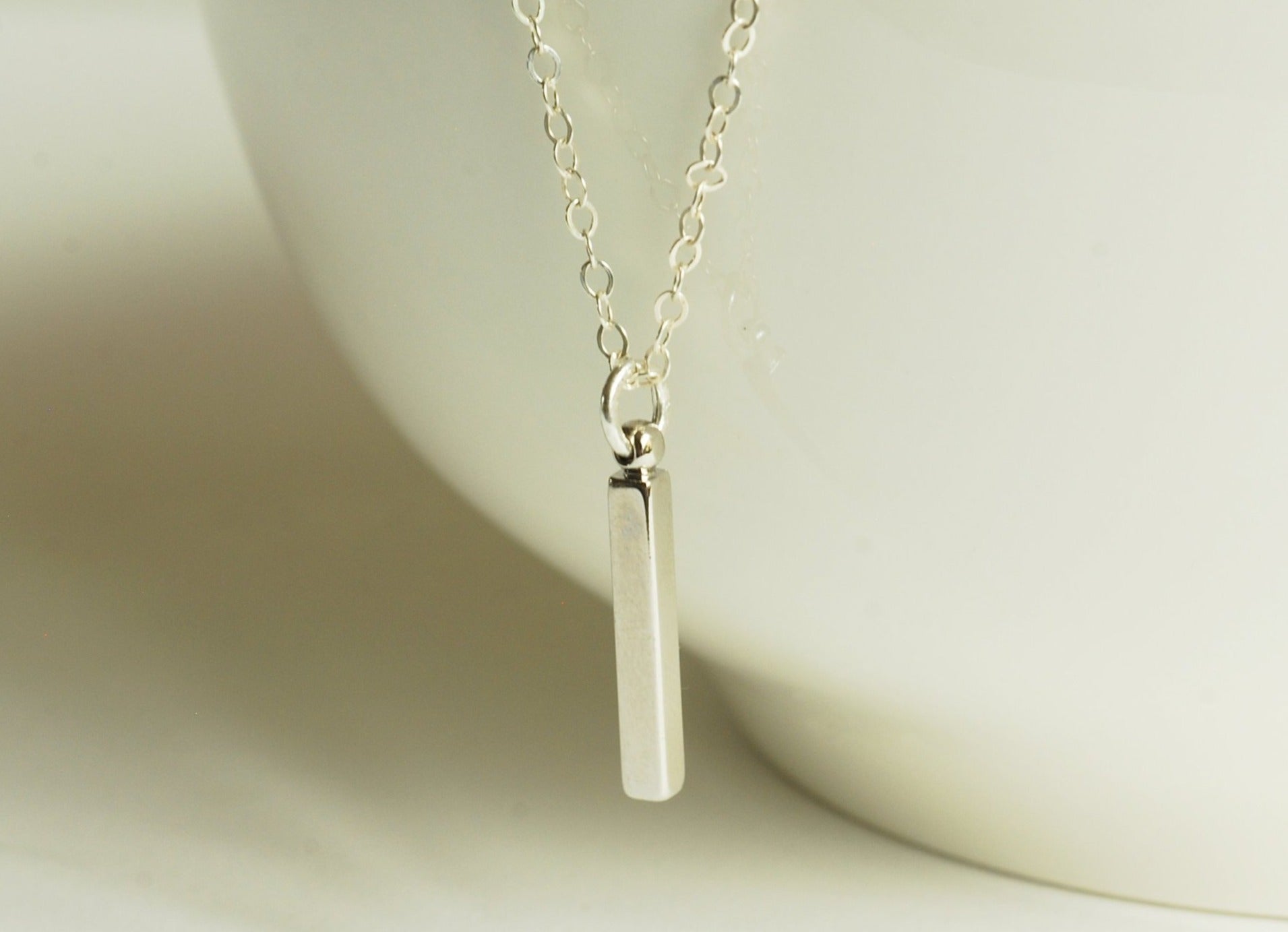 925 Sterling Silver Personalized Skinny Short Bar Necklace ~ Custom Engraving Service ~ Names, Date, Initials, Locations, Birthday - HarperCrown