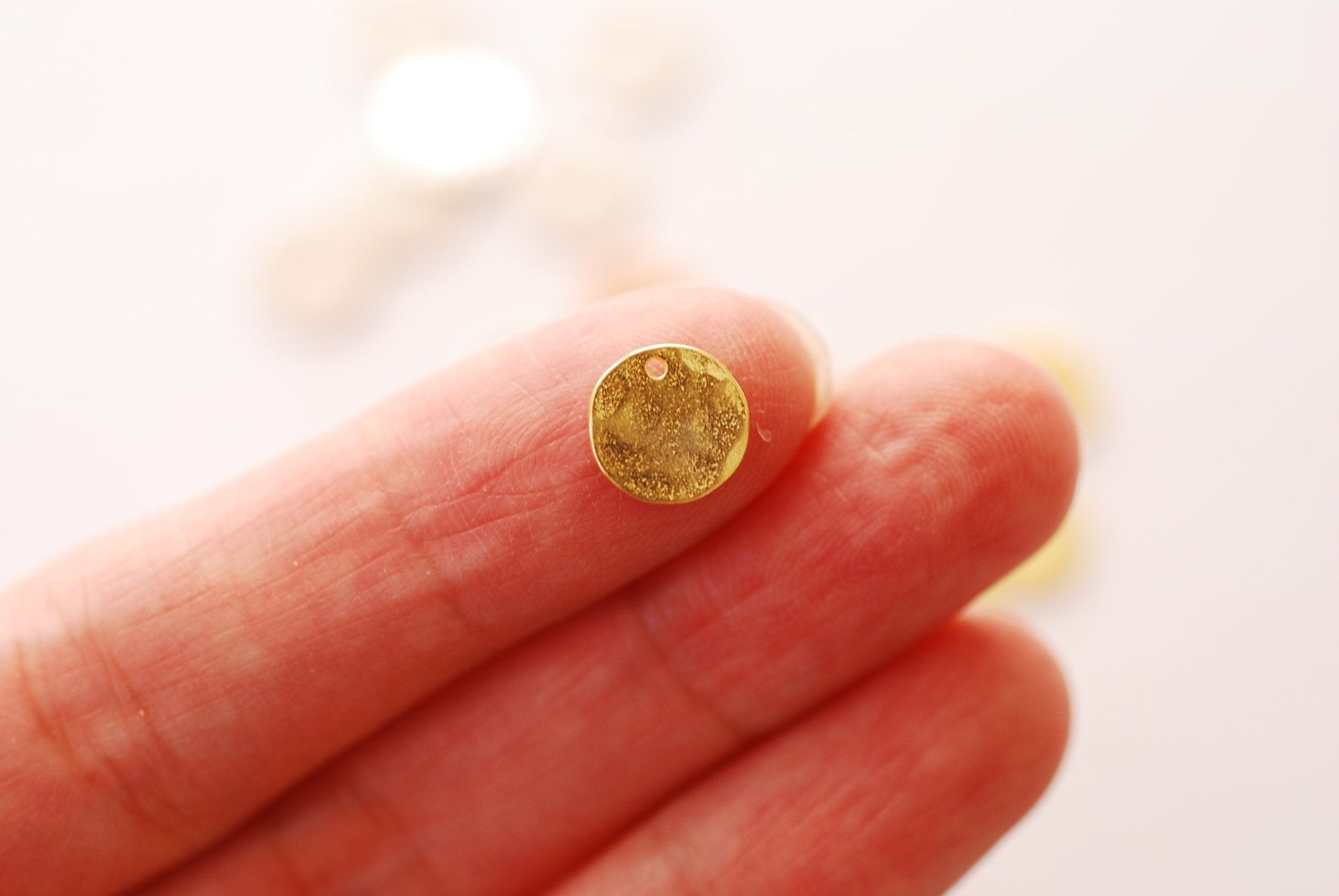9mm Small Round Hammered Blank Disc- 925 sterling silver or Vermeil 18k Gold Plated round stamping disc round coin Jewelry Component - HarperCrown