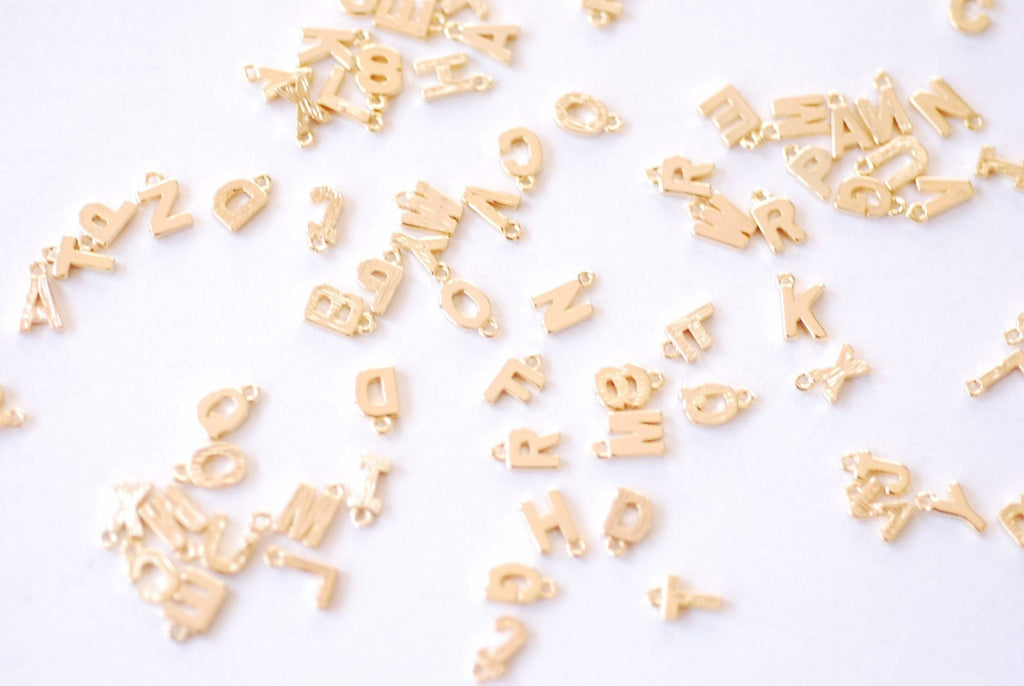 1-gold UPPERCASE Letter Alphabet Beads Pick Your Letter Shiny Long