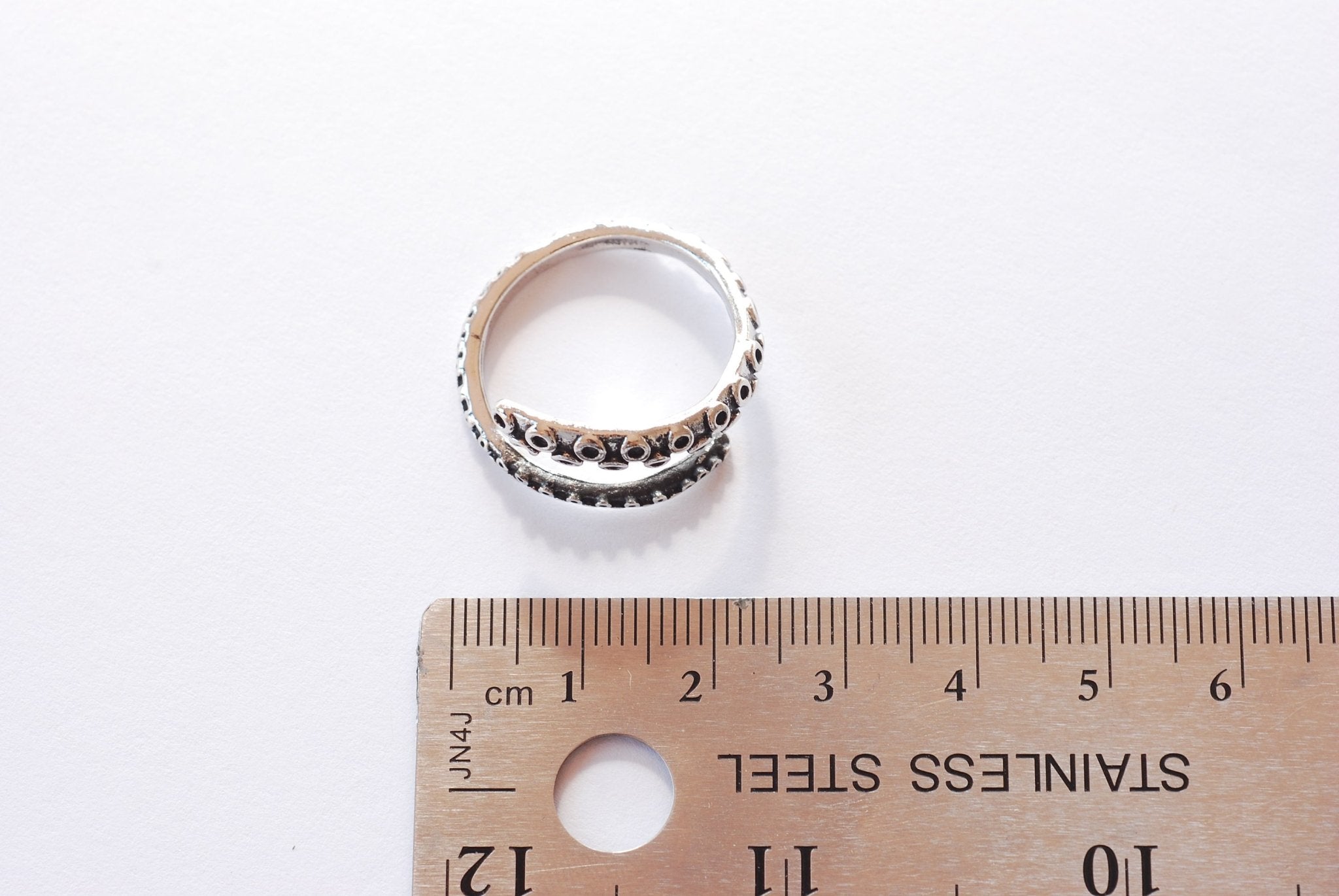 Adjustable Octopus Squid Ring - Oxidized Silver Color Alloy Octopus Squid Sea life Wrap Ring HarperCrown B301 - HarperCrown