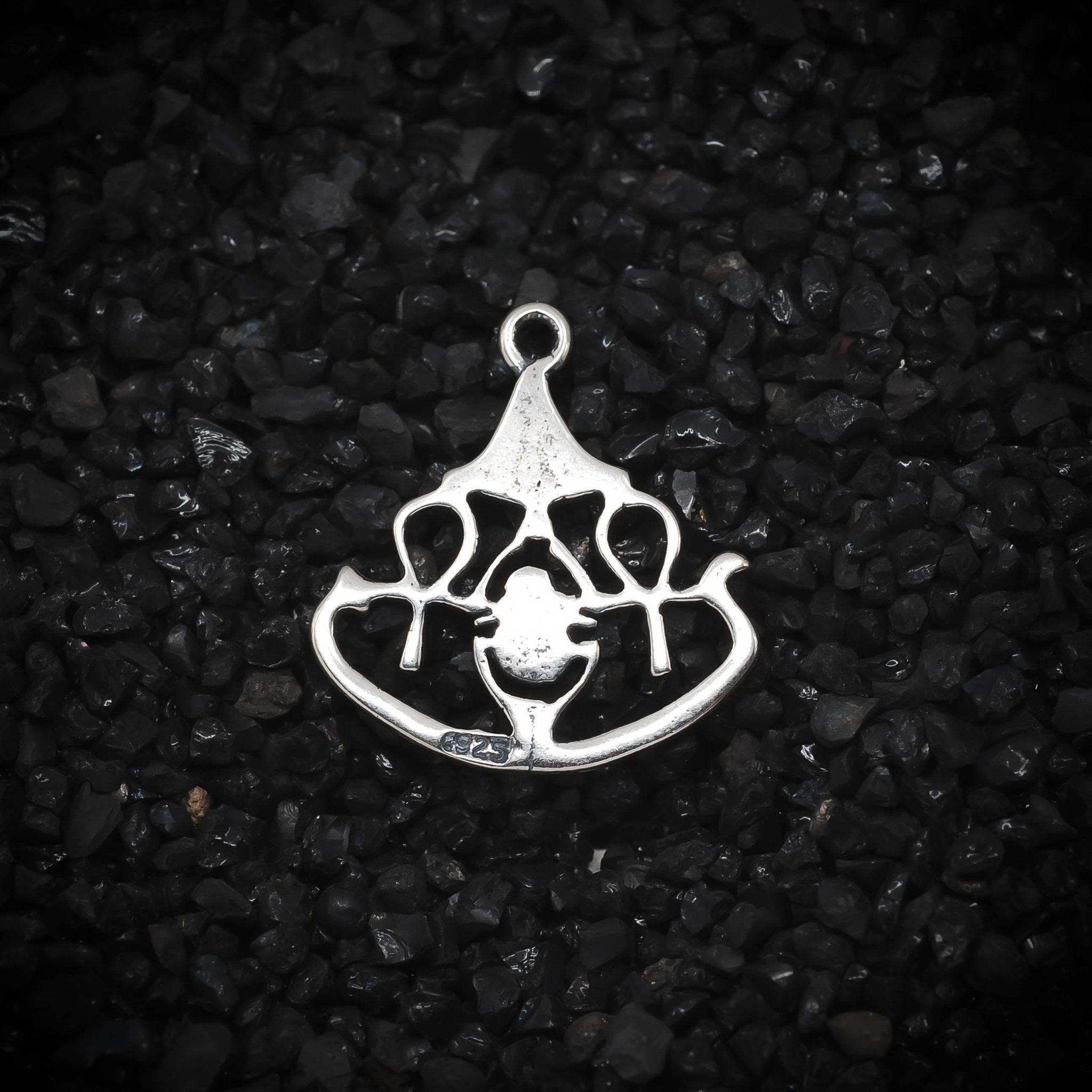 Ankh Key Charm of Eternal Life with Lotus and Scarab Beetle Ancient Egyptian | 925 Sterling Silver, Oxidized or 18K Gold Plated | Jewelry Making Pendant - HarperCrown