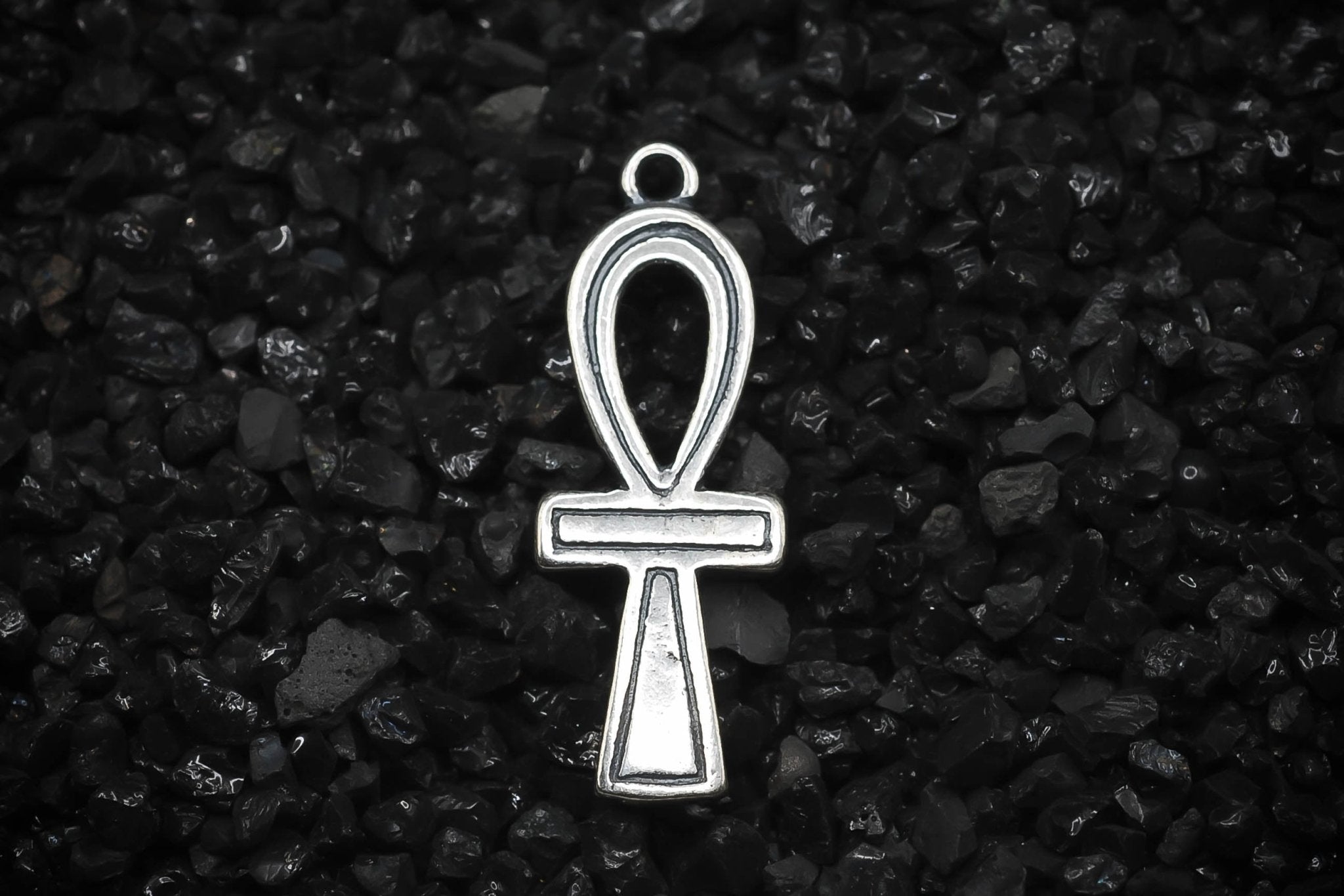 Ankh Key of Eternal Life Hieroglyphics Ancient Egyptian Smooth Charm | 925 Sterling Silver, Oxidized or 18K Gold Plated | Jewelry Making Pendant - HarperCrown