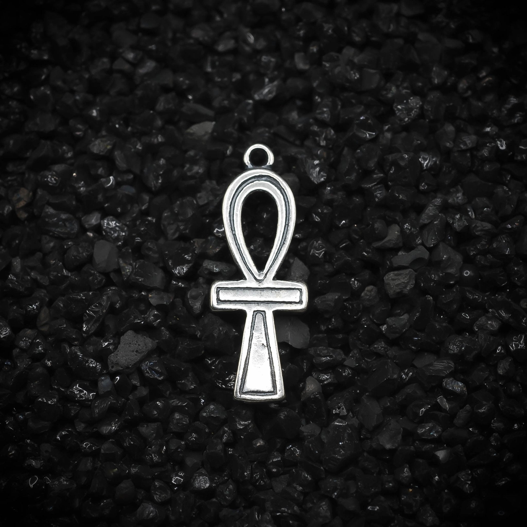 Ankh Key of Eternal Life Hieroglyphics Ancient Egyptian Smooth Charm | 925 Sterling Silver, Oxidized or 18K Gold Plated | Jewelry Making Pendant - HarperCrown