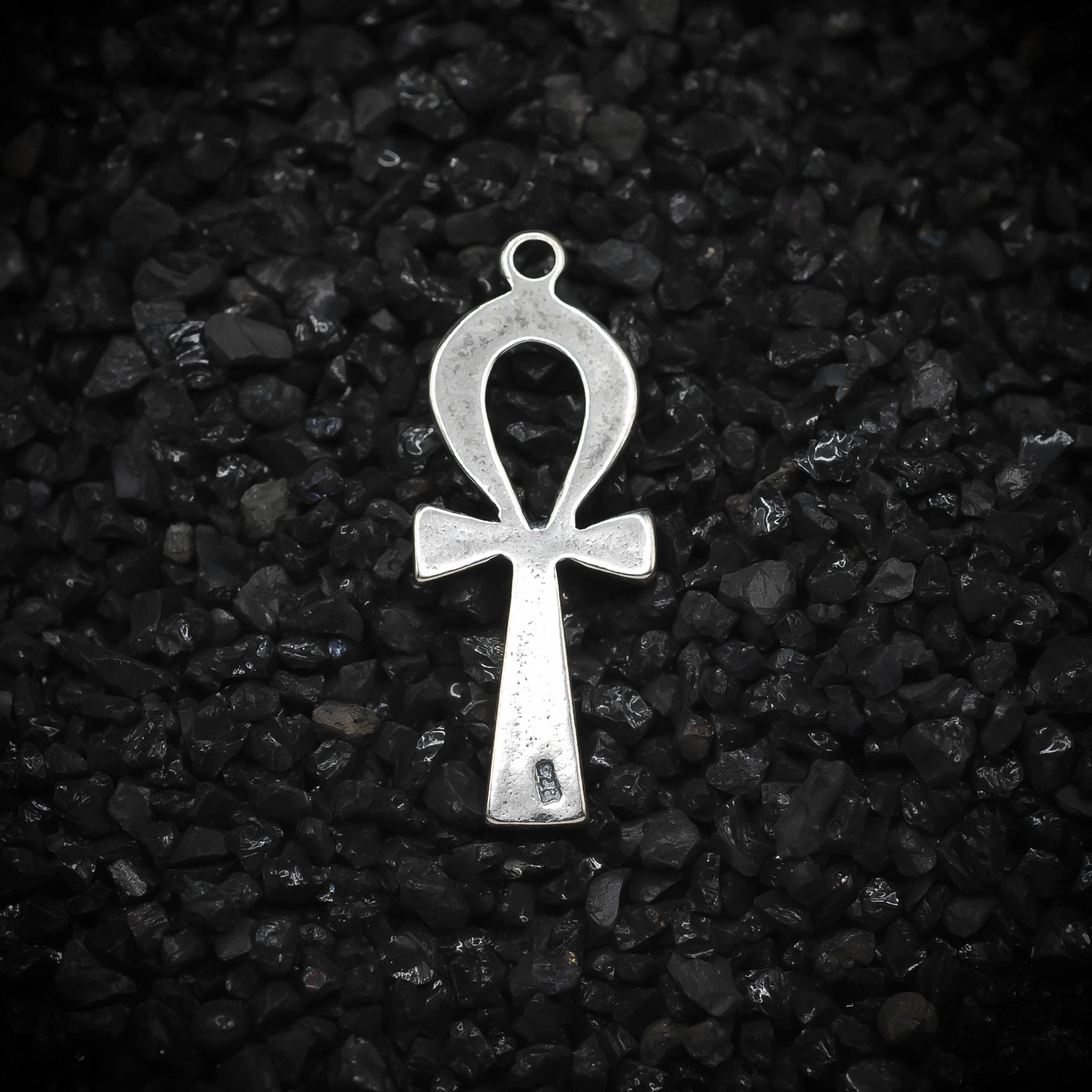 Ankh Key of Eternal Life with Lotus Hieroglyphics Ancient Egyptian Charm | 925 Sterling Silver, Oxidized or 18K Gold Plated | Jewelry Making Pendant - HarperCrown