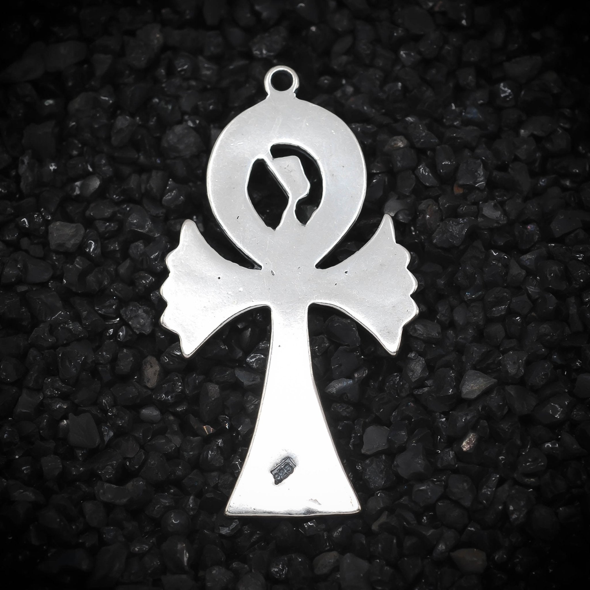 Ankh Key of Eternal Life with Nefertiti Queen Hieroglyphics Ancient Egyptian Charm | 925 Sterling Silver, Oxidized or 18K Gold Plated | Jewelry Making Pendant - HarperCrown