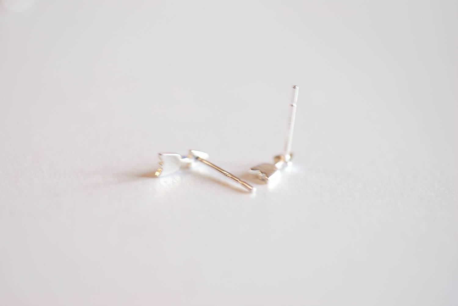 Arrow Earrings- Sterling Silver Arrow Earring Studs, Small Arrow Studs, Ear Crawlers, Ear Climbers, Triangle Studs, Chevron Earrings - HarperCrown