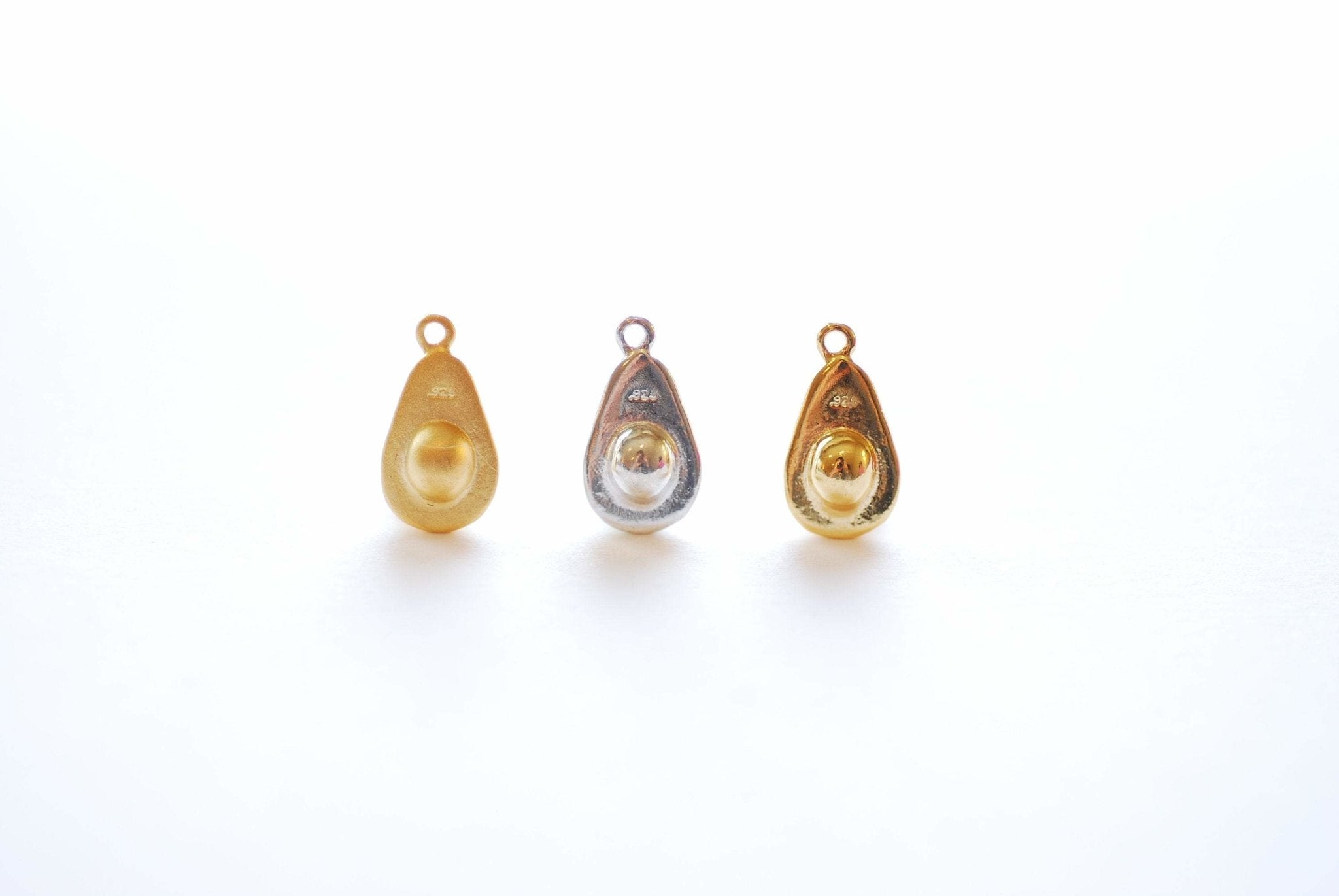 Avocado Fruit Charm- 18k gold plated over 925 Sterling Silver, Half Avocado Charm Pendant, Avocado Pit, Fruit Vegetable Charm, Foodie, 496 - HarperCrown