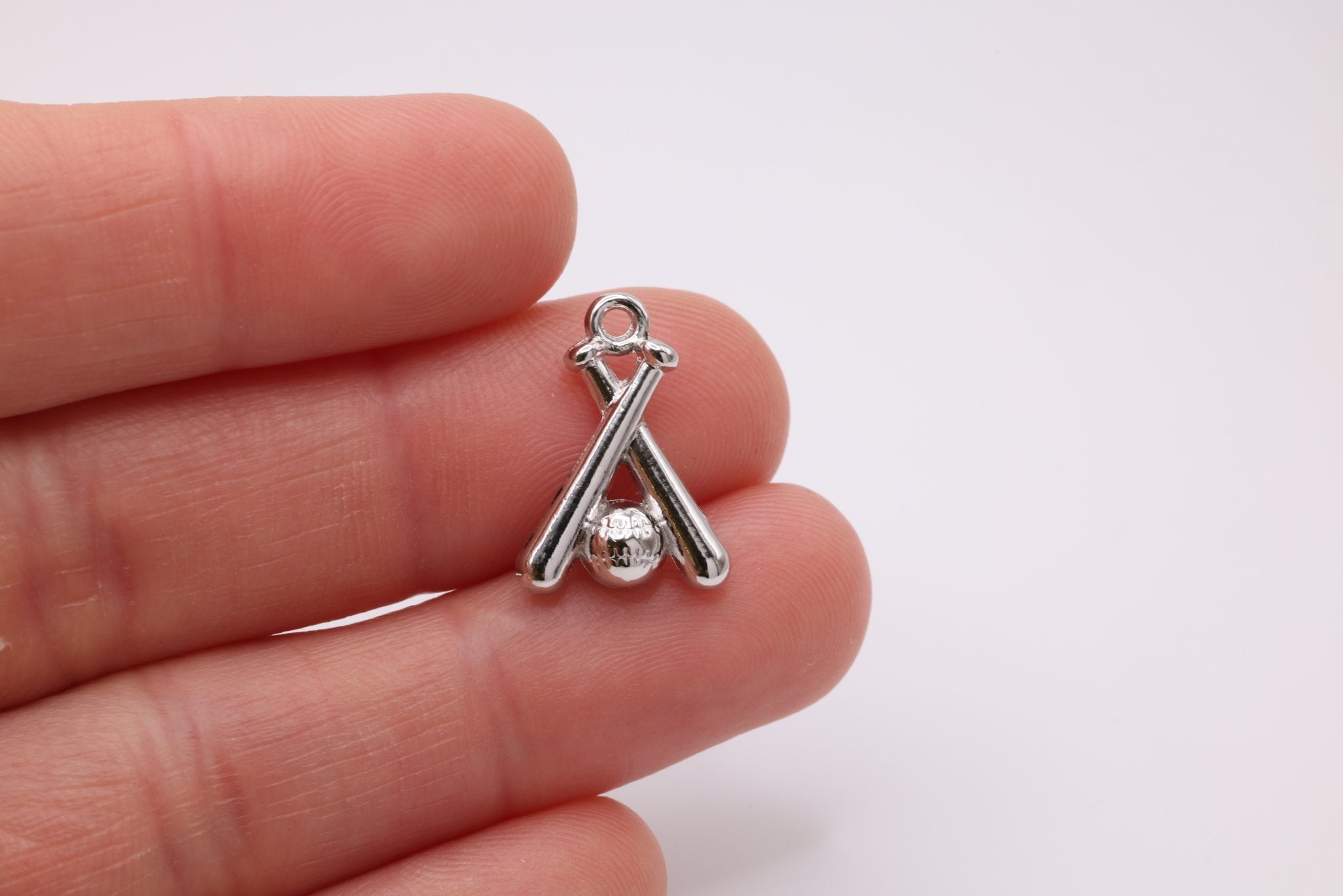 Baseball Bats & Baseball Charm, 925 Sterling Silver, 598 - HarperCrown