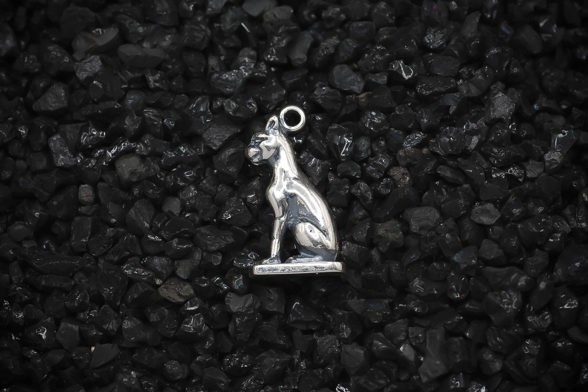 Bastet Feline Cat Charm Ancient Egyptian | 925 Sterling Silver, Oxidized | Jewelry Making Pendant - HarperCrown