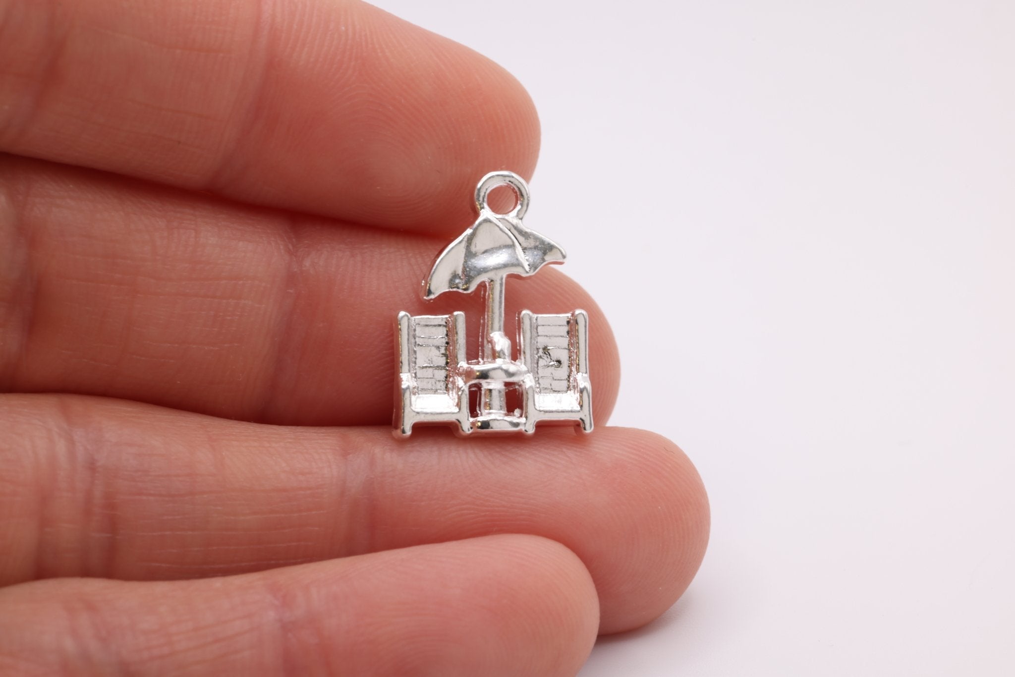 Beach Chairs and Umbrella Charm, 925 Sterling Silver, 616 - HarperCrown
