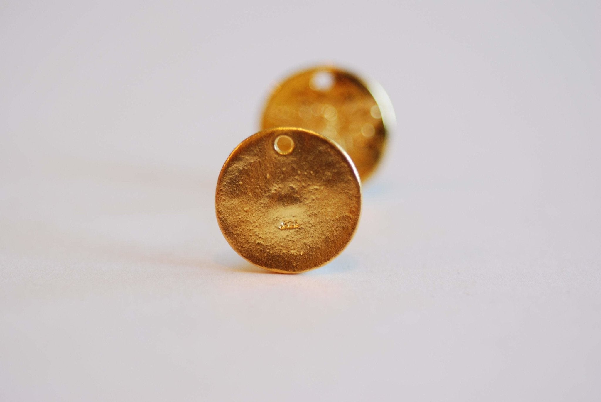 Bee Charm Pendant Vermeil Gold- 22k Gold plated 925 Sterling Silver, Disc Bee Pendant, Honeybee, Bumblebee, Queen Bee, Round Bee Charm, 406 - HarperCrown