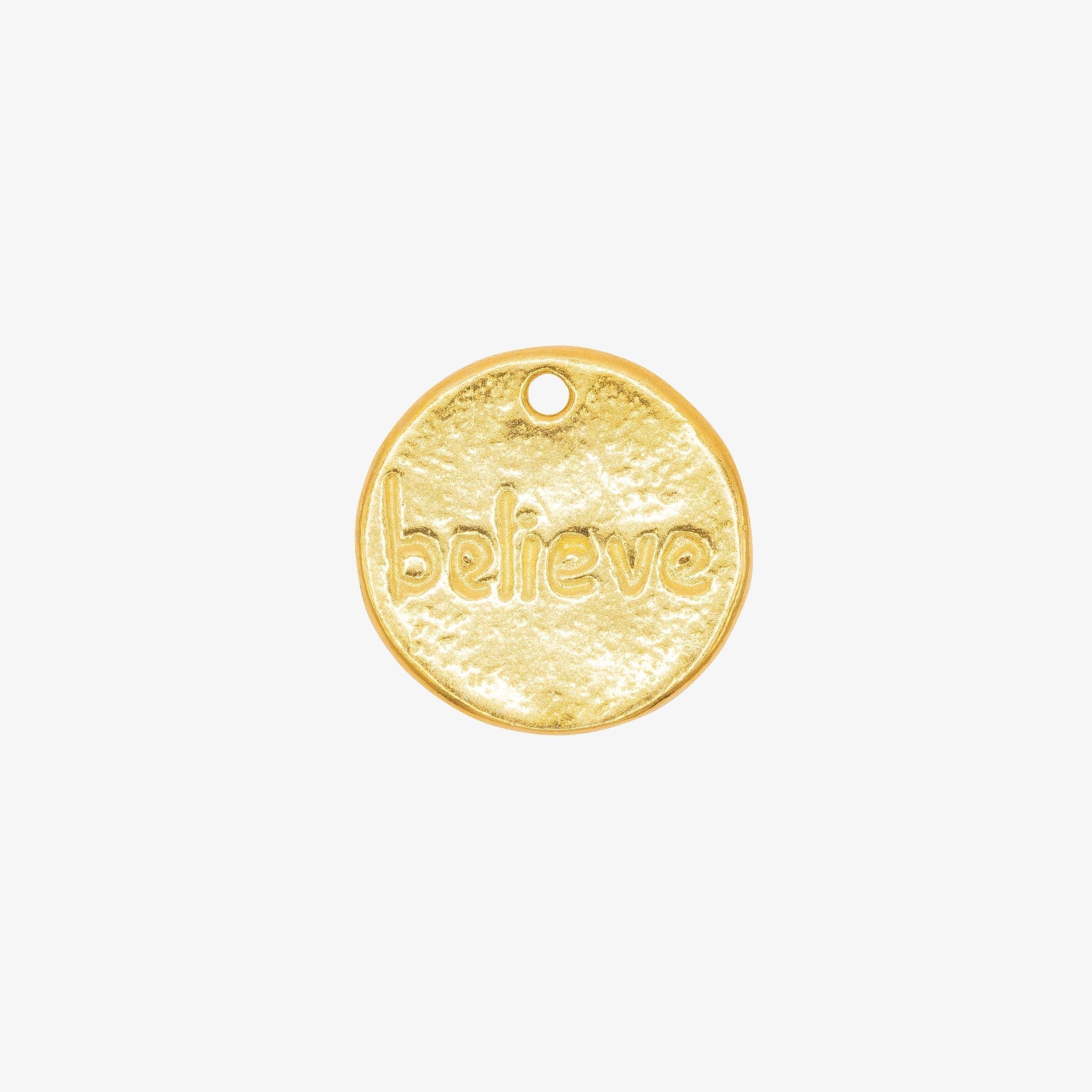 "Believe" Stamp Charm 14K Gold - HarperCrown