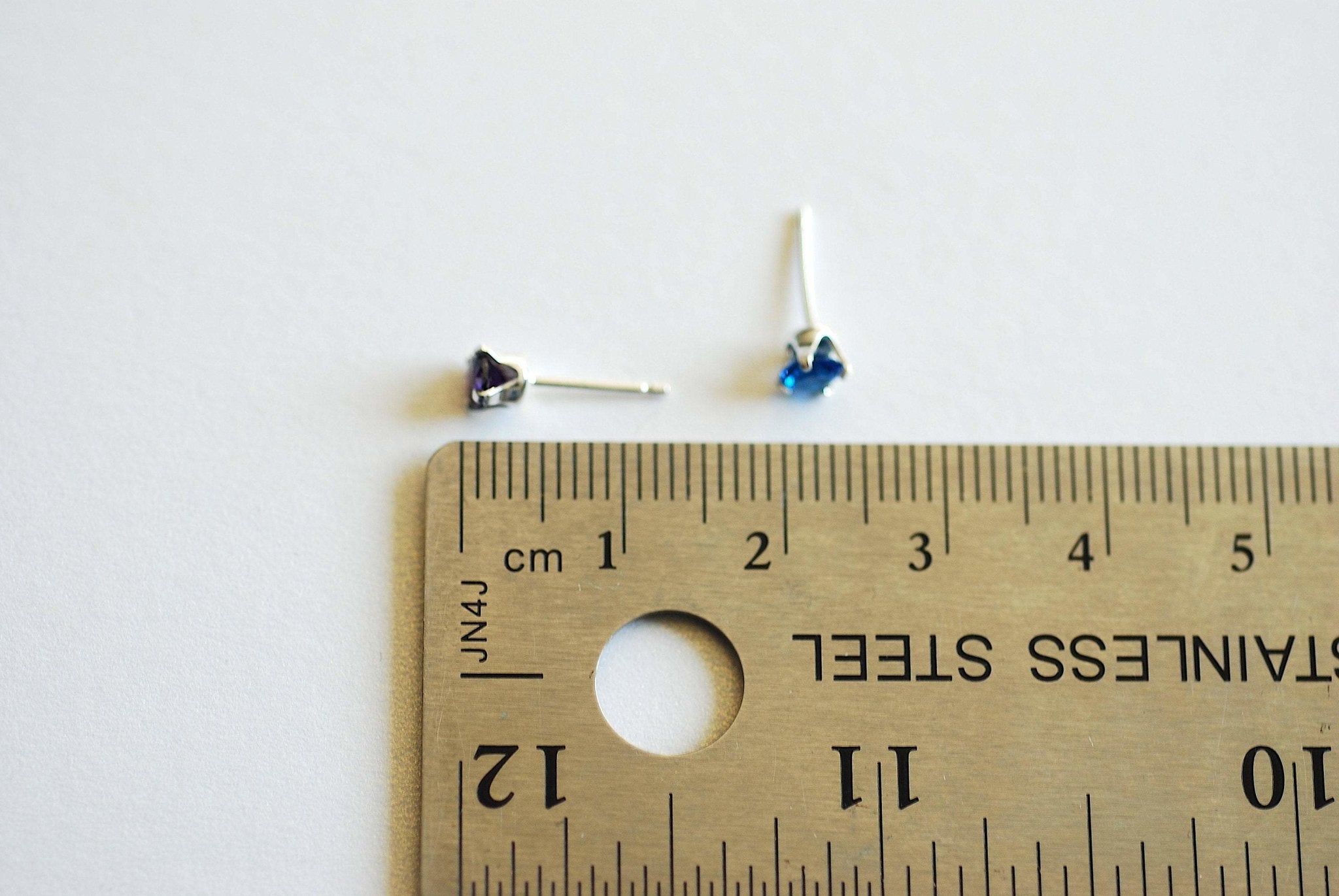 Birthstone Stud Earrings- 4mm Stud earrings, 12 colors, Birthstone Jewelry, Bridesmaid Jewelry, Solitaire Stud earrings,Cubic zirconia Studs - HarperCrown