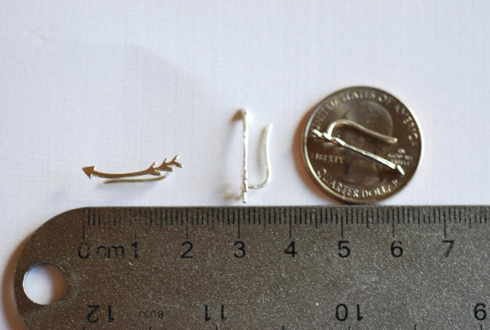 Black Gold Arrow Earring Climber Ear Cuff- Rhodium plated 925 Silver Arrow Earrings, Arrow Earring Crawler, Curved Arrow Earring, Ear Jacket - HarperCrown