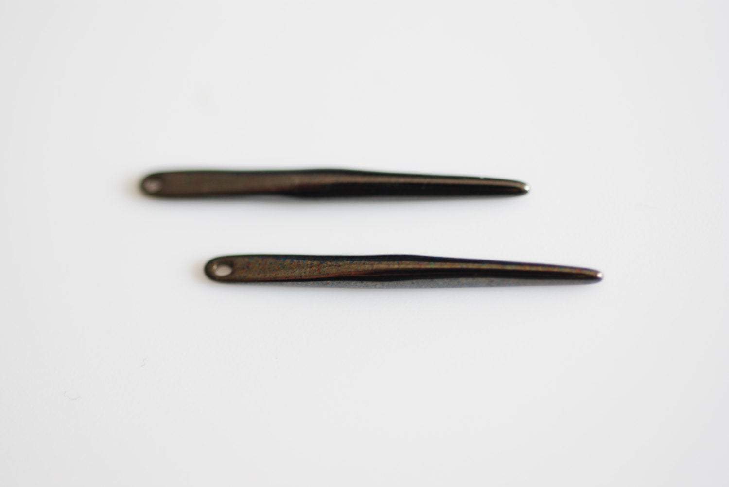 Black Gold Small Skinny Needle Spike Pendant Charm- Vermeil Skinny needle, long and thin dagger spear spike pendant, needle, gold needle, 40 - HarperCrown