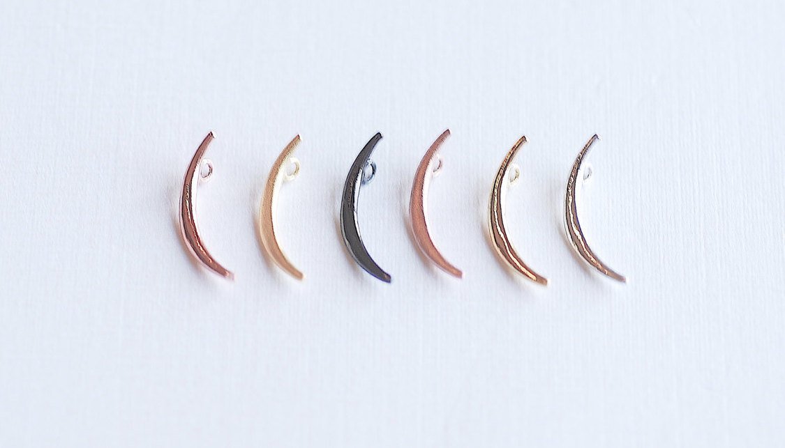 Black Rhodium Crescent Moon Charm Pendant- Black Gold plated over 925 Sterling Silver, Black Half Moon, Oxidized Silver Moon Charm, 285 - HarperCrown