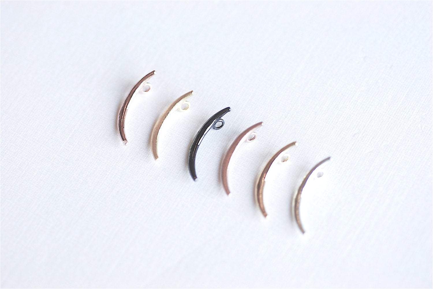 Black Rhodium Crescent Moon Charm Pendant- Black Gold plated over 925 Sterling Silver, Black Half Moon, Oxidized Silver Moon Charm, 285 - HarperCrown