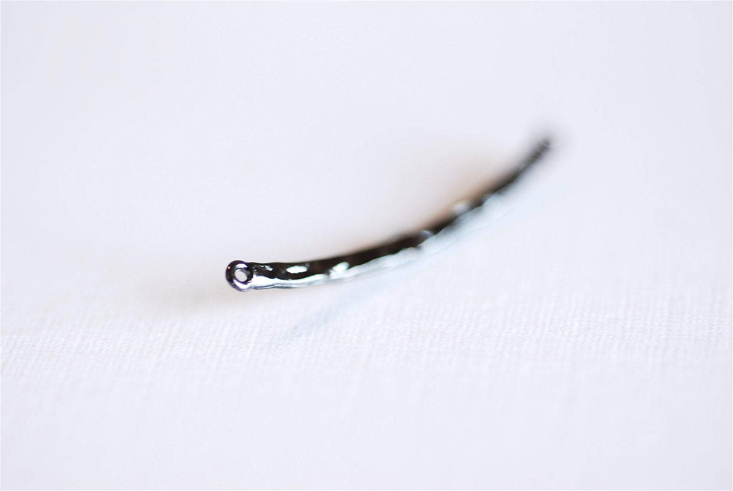 Black Rhodium Hammered Curved Bar Connector Charm- Black Gold over Sterling Silver Half Circle Connector Link Spacer, Oxidized Silver, 293 - HarperCrown