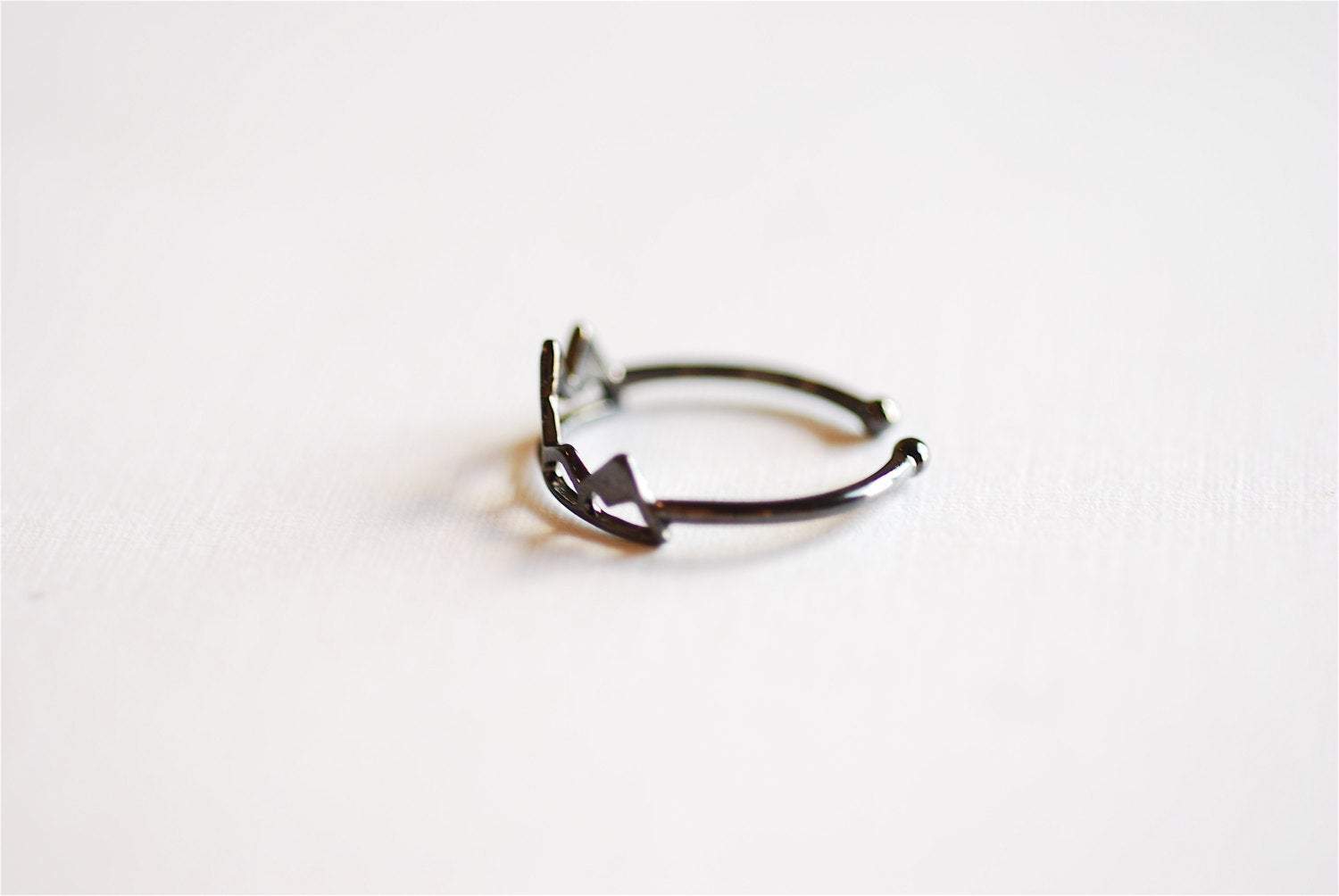 Black Rhodium Mountain Ring Adjustable- Black Rhodium plated over Sterling Silver, Black Gold Adjustable Mountain Ring, Midi Ring, 262 - HarperCrown