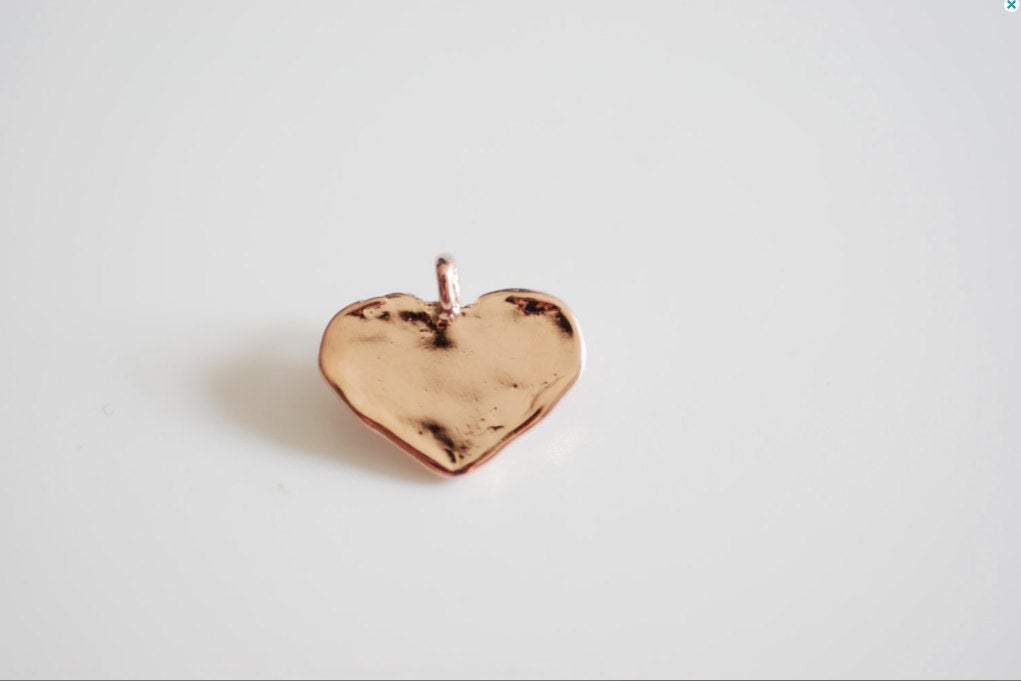 Blank Heart Stamping Charm - Vermeil Gold, Vermeil Rose gold or Sterling Silver Heart, blank heart metal stamping, Wholesale Heart Beads, 87 - HarperCrown