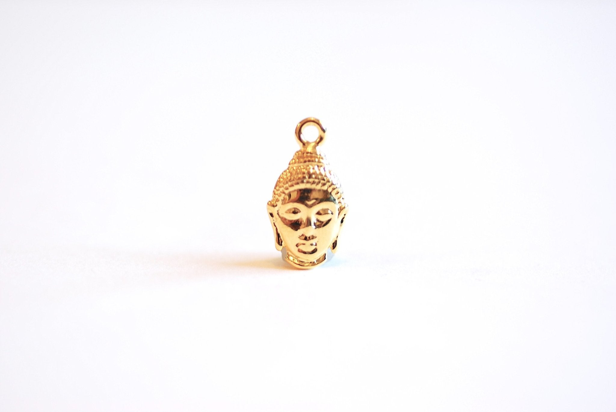 Buddha Head Vermeil Gold Charm - 22k gold plated over 925 sterling silver, Spiritual Jewelry Component, ohm om, Yoga, Meditation, Yogi, 138 - HarperCrown