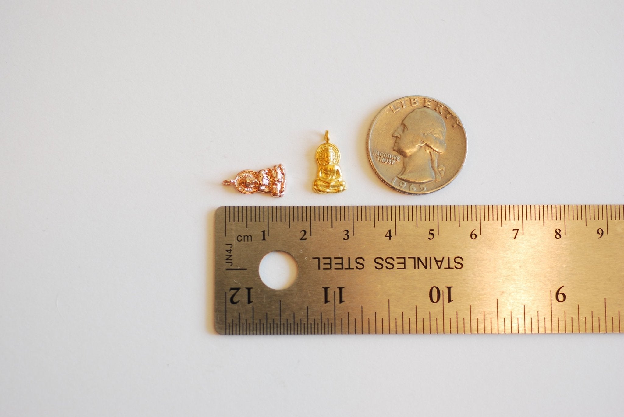 Buddha Vermeil Gold or Sterling Silver Charm - vermeil gold, 22k gold plated 925 silver, sitting buddha, yoga, ohm, meditation, yogi, J173 - HarperCrown