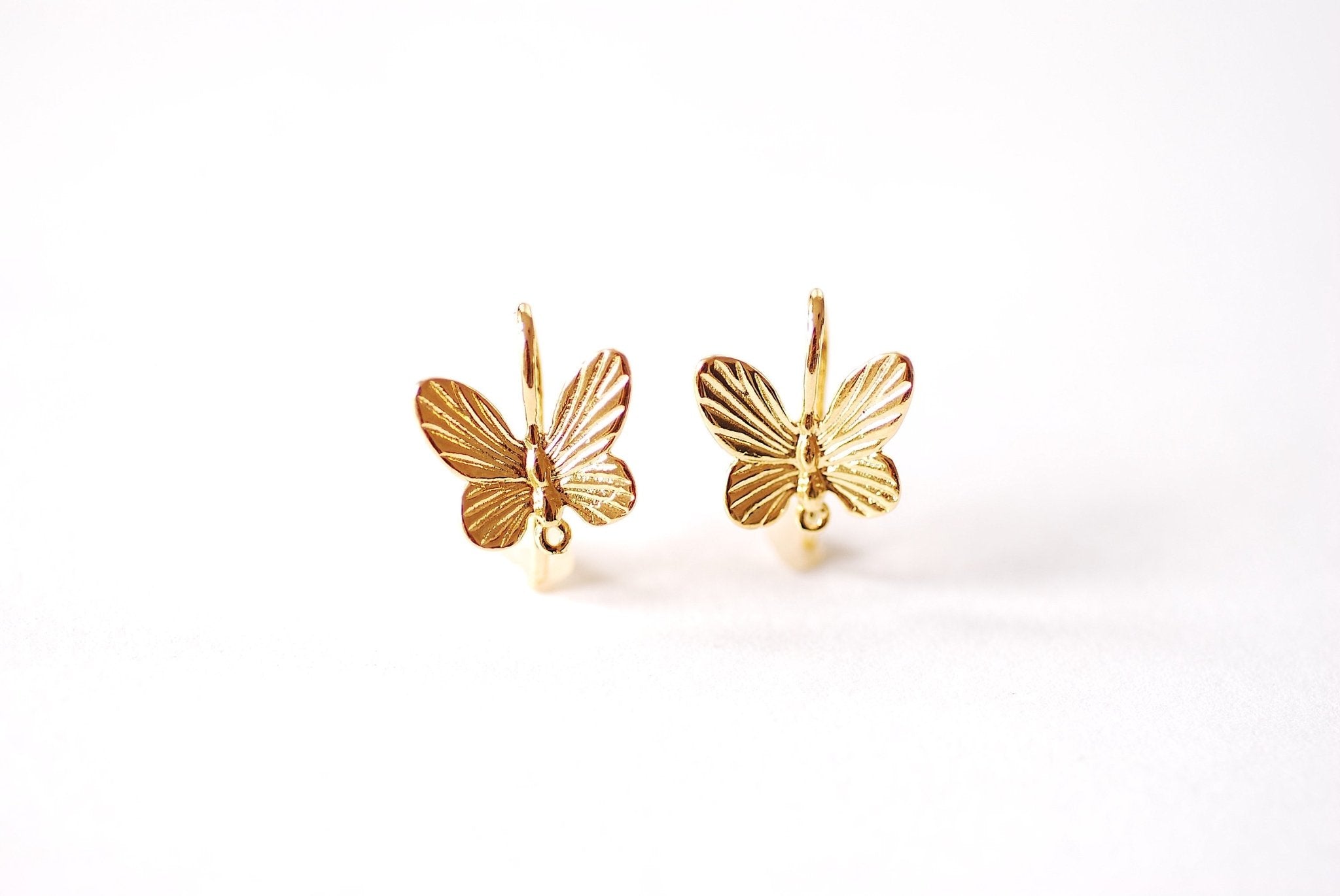 Butterfly Ear Wire Earrings - Vermeil Gold or Sterling Silver Insect Butterfly Bee HoneyBee Ear Wire Findings Component Ear Hook, 521 - HarperCrown